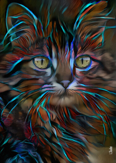 Digitale Kunst getiteld "Chony, cat" door L.Roche, Origineel Kunstwerk, 2D Digital Work