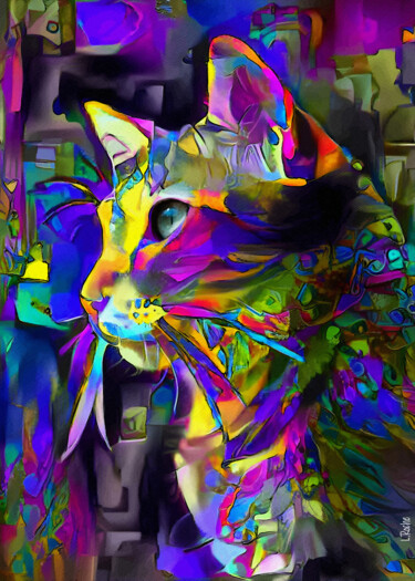 Grafika cyfrowa / sztuka generowana cyfrowo zatytułowany „Neely, cat” autorstwa L.Roche, Oryginalna praca, 2D praca cyfrowa