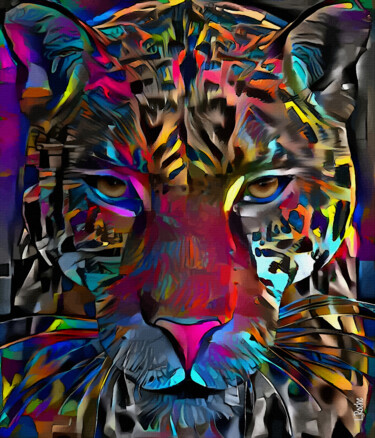 Digital Arts titled "Grigy, leopard" by L.Roche, Original Artwork, 2D Digital Work
