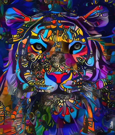 Arte digital titulada "Nedim, tiger" por L.Roche, Obra de arte original, Acrílico