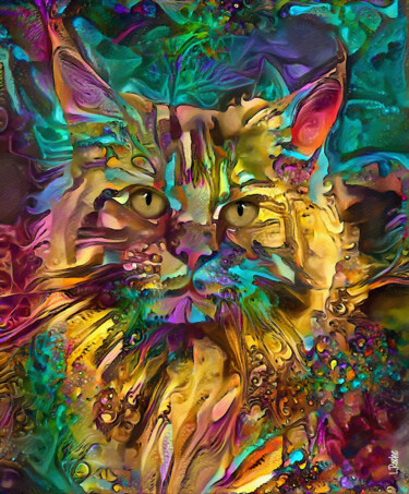 Artes digitais intitulada "Kamil, cat" por L.Roche, Obras de arte originais, Trabalho Digital 2D