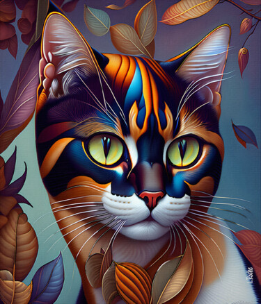 Digital Arts titled "Tribus cats 6" by L.Roche, Original Artwork, Ink