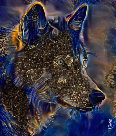 Digital Arts titled "Lobo de Oro" by L.Roche, Original Artwork, Ink