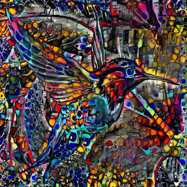 Digitale Kunst getiteld "Colibri 2023" door L.Roche, Origineel Kunstwerk, Acryl