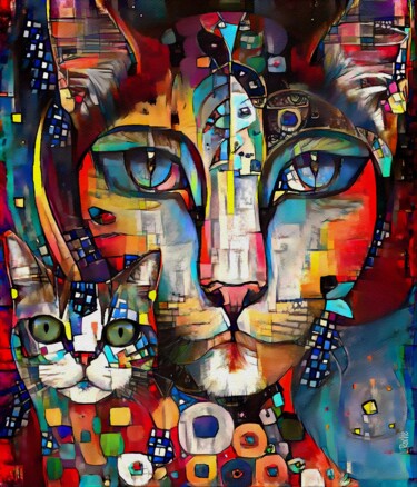 Arts numériques intitulée "Tribus cat 10" par L.Roche, Œuvre d'art originale, Encre