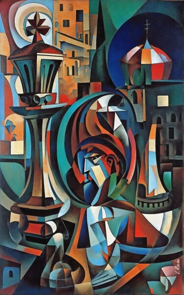 Peinture intitulée "La partie d'échecs" par L.Roche, Œuvre d'art originale, Acrylique
