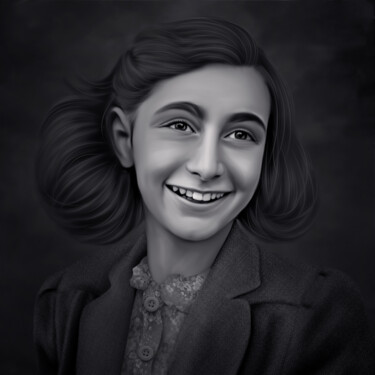 Digitale Kunst getiteld "Anne Frank" door La Galerie De L'Amour, Origineel Kunstwerk, Digitaal Schilderwerk