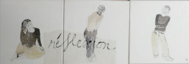 Painting titled "Réflexion" by Line Lacroix, Original Artwork, Oil