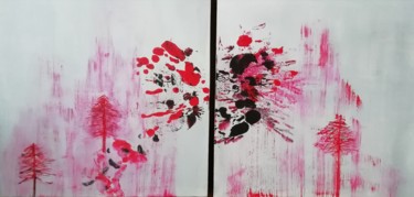 Schilderij getiteld "Printemps japonais" door Line Lacroix, Origineel Kunstwerk, Acryl