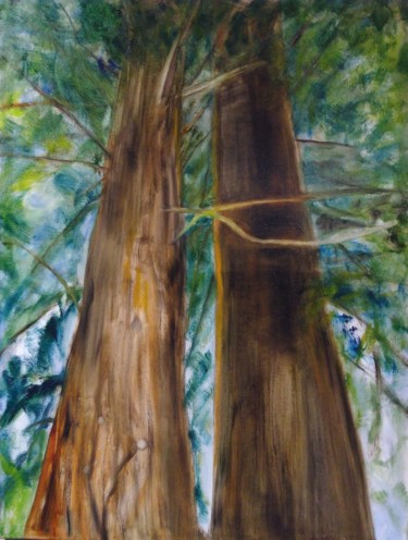 Painting titled "Sequoia" by Line Lacroix, Original Artwork, Oil