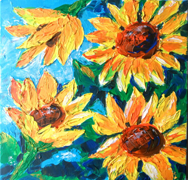 Pittura intitolato "Sunflowers from my…" da Lada Kholosho, Opera d'arte originale, Acrilico