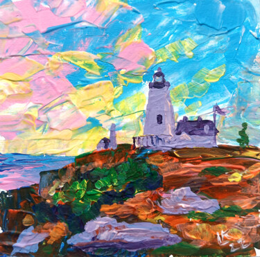 Schilderij getiteld "Lighthouse on the s…" door Lada Kholosho, Origineel Kunstwerk, Acryl