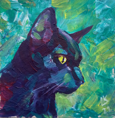 "Black Cat on the Gr…" başlıklı Tablo Lada Kholosho tarafından, Orijinal sanat, Akrilik