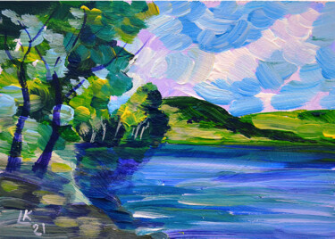 "Lake landscape" başlıklı Tablo Lada Kholosho tarafından, Orijinal sanat, Akrilik