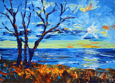 Pintura intitulada "Autumn on the beach" por Lada Kholosho, Obras de arte originais, Acrílico