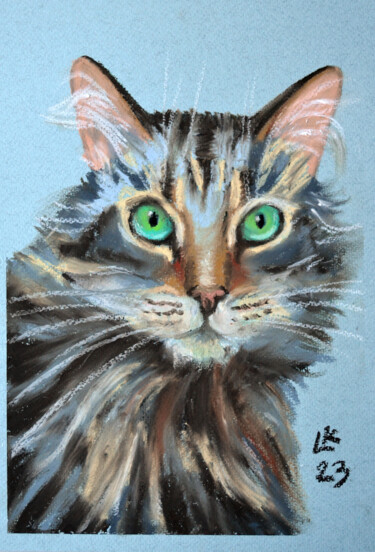 Drawing titled "Very Serious Tabby…" by Lada Kholosho, Original Artwork, Pastel