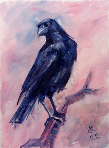 Pintura titulada "Сurious crow" por Lada Kholosho, Obra de arte original, Oleo