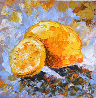 Painting titled "Yellow Lemon" by Lada Kholosho, Original Artwork, Acrylic