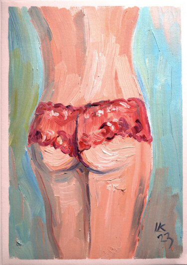 Картина под названием "Woman in Red Lace L…" - Lada Kholosho, Подлинное произведение искусства, Масло