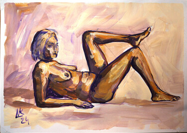 Painting titled "Nude woman with dar…" by Lada Kholosho, Original Artwork, Acrylic