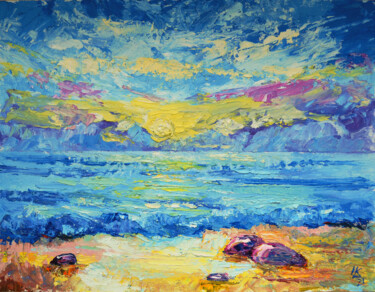 Картина под названием "Colorful sunset art…" - Lada Kholosho, Подлинное произведение искусства, Масло