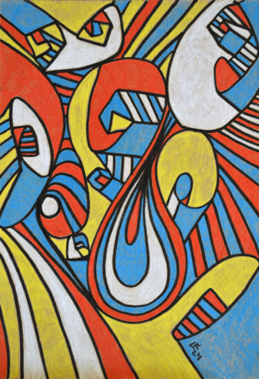 Dessin intitulée "Colorful Dynamics:…" par Lada Kholosho, Œuvre d'art originale, Marqueur