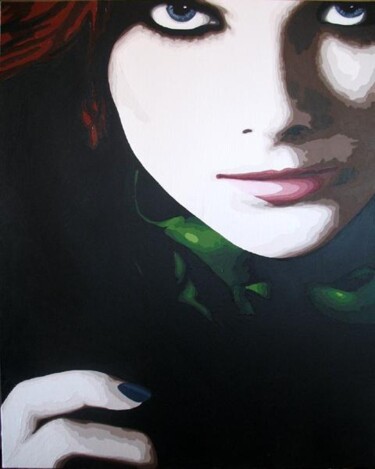 Peinture intitulée "Le foulard vert" par Lady Caviar, Œuvre d'art originale