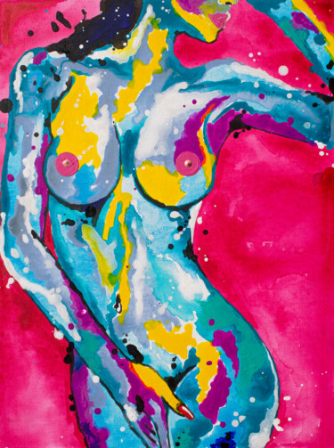 Malerei mit dem Titel "Mistique" von Lady Redhorns, Original-Kunstwerk, Acryl