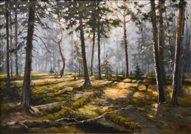 Картина под названием "Morning forest" - Artem Lozhkin, Подлинное произведение искусства, Масло