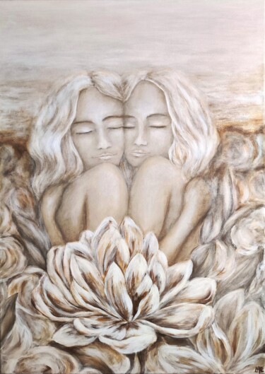 Pintura intitulada "La tendresse 3" por Laetitia Piazzoli, Obras de arte originais, Acrílico Montado em Armação em madeira