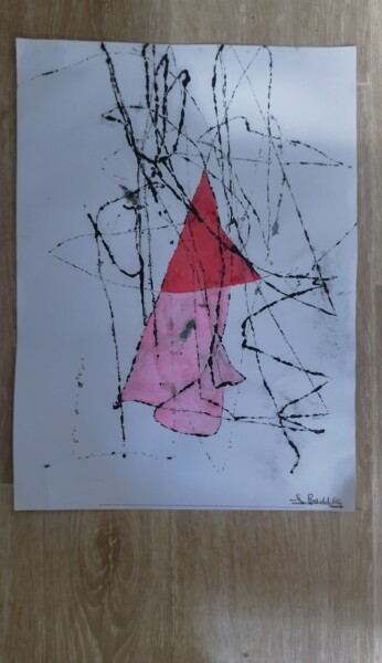 Dessin intitulée "le clown triste" par Laetitia Bourdin, Œuvre d'art originale, Encre