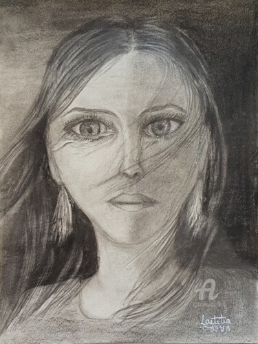 Desenho intitulada "Portrait à la deman…" por Laetivart, Obras de arte originais, Lápis