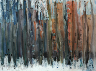 Painting titled "В парке" by Anna Lageda, Original Artwork, Watercolor