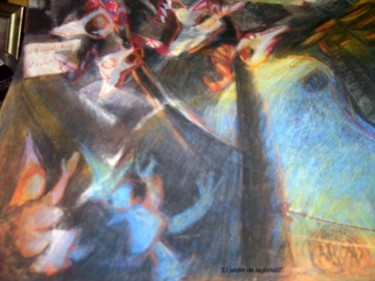「"El jardín de laglo…」というタイトルの絵画 Lagloriaによって, オリジナルのアートワーク, オイル ウッドストレッチャーフレームにマウント