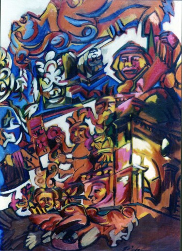 Peinture intitulée ""Tríptico de homena…" par Lagloria, Œuvre d'art originale, Huile