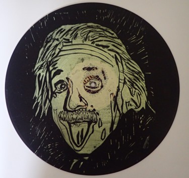 Printmaking titled "Einstein" by Didier Lagrange, Original Artwork, Linocuts
