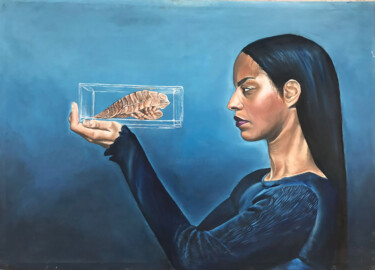 Pittura intitolato "Immersing in one’s…" da Laiba Ayub Ayub, Opera d'arte originale, Olio