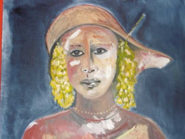 Painting titled "YOUNG BOY WITH GOUR…" by Lalleh Mahloudji, Original Artwork