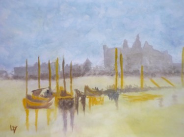 Schilderij getiteld "Lueurs du matin" door Lallement Martine, Origineel Kunstwerk, Aquarel Gemonteerd op Karton