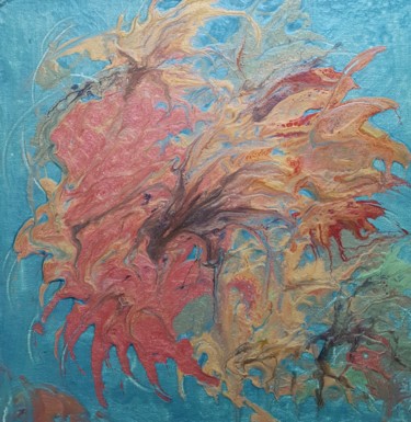 Peinture intitulée "Bataille de fleurs" par Lallement Martine, Œuvre d'art originale, Huile Monté sur Panneau de bois