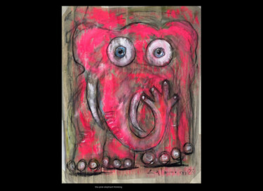 Ζωγραφική με τίτλο "The Pink Elephant T…" από Lalo Sánchez De Valle, Αυθεντικά έργα τέχνης, Ακουαρέλα