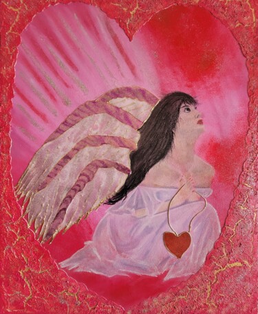Painting titled "ANGE DE L AMOUR ETE…" by Lalyart, Original Artwork, Pastel Mounted on Wood Stretcher frame
