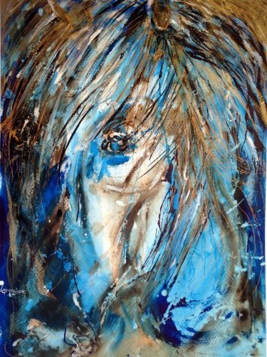 Painting titled "cheval" by Danielle Lamaison, Original Artwork, Ink