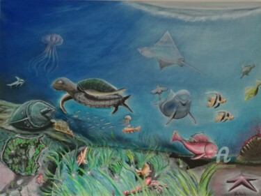 Pittura intitolato "Immersione marina (…" da La-Marks, Opera d'arte originale, Acrilico