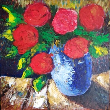 Картина под названием "" Le vase bleu "" - Lamine Reggad, Подлинное произведение искусства, Акрил