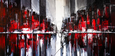 Painting titled "City of  madness" by Lana Frey, Original Artwork, Acrylic