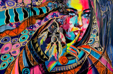 Pintura titulada "Dream Catcher. Asib…" por Lana Frey, Obra de arte original, Acrílico