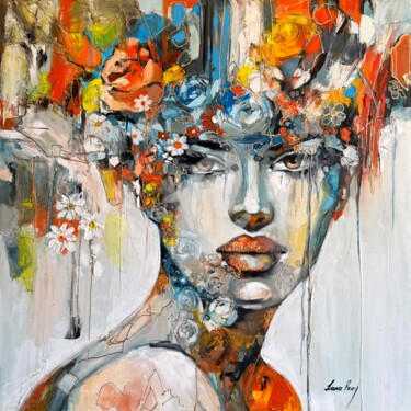 Картина под названием "Flower symphony" - Lana Frey, Подлинное произведение искусства, Масло Установлен на Деревянная рама д…