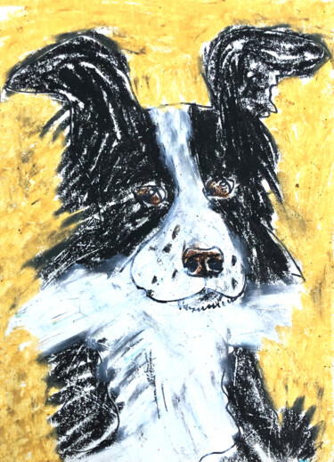 Drawing titled "A Dog" by Lana Krainova, Original Artwork, Pastel
