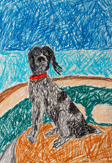 Drawing titled "Doggy" by Lana Krainova, Original Artwork, Pastel